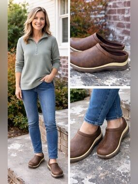 Baretraps YESSICA Slip On Clogs Brush Brown Wedge Women’s Size 7.5 W NEW